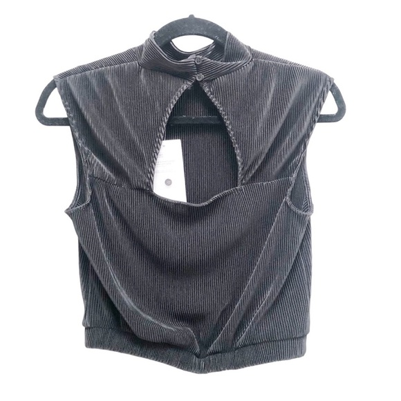 NWT Ro & De Rouched Black Mock TurtleNeck Keyhole Back Co-ord Set Top - Picture 2 of 4